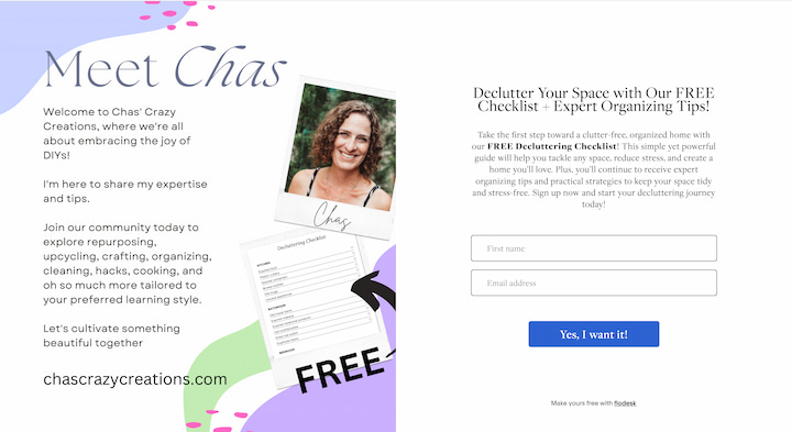 Chas' decluttering Flodesk form example